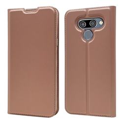 Ultra Slim Card Magnetic Automatic Suction Leather Wallet Case for LG K50 - Rose Gold