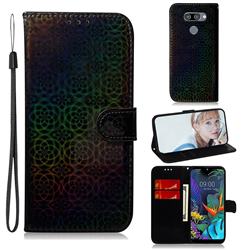 Laser Circle Shining Leather Wallet Phone Case for LG K50 - Black