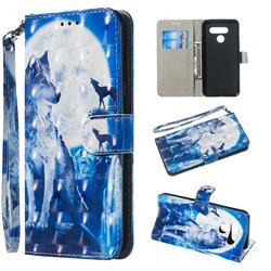 Ice Wolf 3D Painted Leather Wallet Phone Case for LG K50