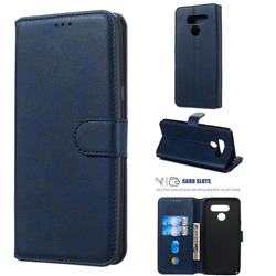 Retro Calf Matte Leather Wallet Phone Case for LG K50 - Blue