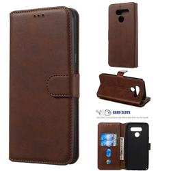 Retro Calf Matte Leather Wallet Phone Case for LG K50 - Brown