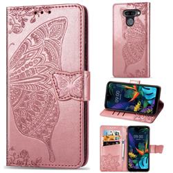 Embossing Mandala Flower Butterfly Leather Wallet Case for LG K50 - Rose Gold