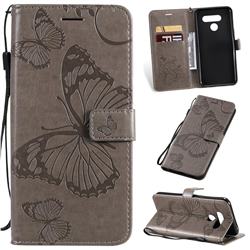 Embossing 3D Butterfly Leather Wallet Case for LG K50 - Gray