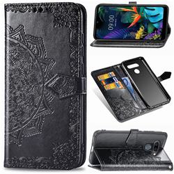 Embossing Imprint Mandala Flower Leather Wallet Case for LG K50 - Black