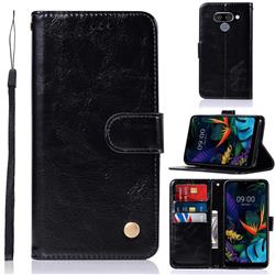 Luxury Retro Leather Wallet Case for LG K50 - Black