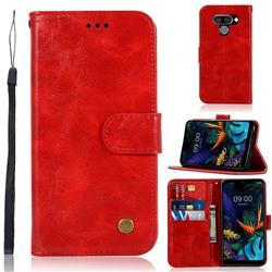 Luxury Retro Leather Wallet Case for LG K50 - Red
