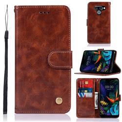 Luxury Retro Leather Wallet Case for LG K50 - Brown