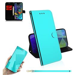 Shining Mirror Like Surface Leather Wallet Case for LG K50 - Mint Green