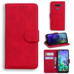 Retro Classic Skin Feel Leather Wallet Phone Case for LG K50 - Red