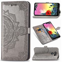 Embossing Imprint Mandala Flower Leather Wallet Case for LG K50S - Gray