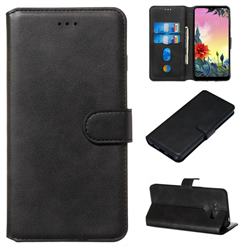 Retro Calf Matte Leather Wallet Phone Case for LG K50S - Black