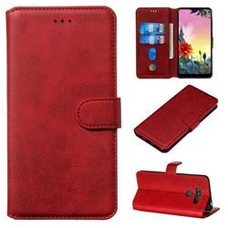 Retro Calf Matte Leather Wallet Phone Case for LG K50S - Red