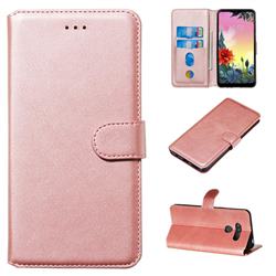 Retro Calf Matte Leather Wallet Phone Case for LG K50S - Pink