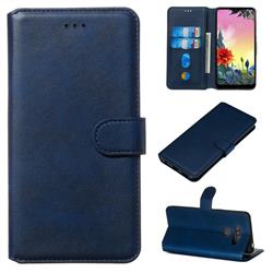 Retro Calf Matte Leather Wallet Phone Case for LG K50S - Blue