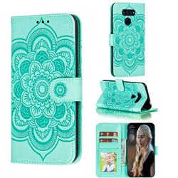 Intricate Embossing Datura Solar Leather Wallet Case for LG K50S - Green