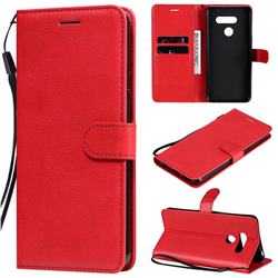 Retro Greek Classic Smooth PU Leather Wallet Phone Case for LG K50S - Red
