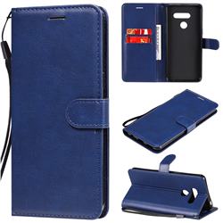 Retro Greek Classic Smooth PU Leather Wallet Phone Case for LG K50S - Blue