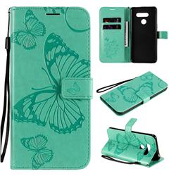 Embossing 3D Butterfly Leather Wallet Case for LG K50S - Green