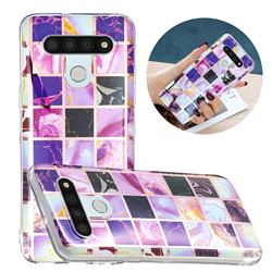 Square Puzzle Painted Marble Electroplating Protective Case for LG K51