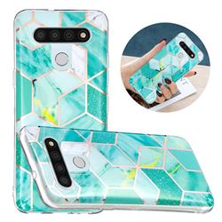 Green Glitter Painted Marble Electroplating Protective Case for LG K51
