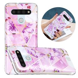 Purple Flower Painted Marble Electroplating Protective Case for LG K51
