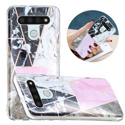 Pink and Black Painted Marble Electroplating Protective Case for LG K51