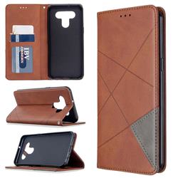 Prismatic Slim Magnetic Sucking Stitching Wallet Flip Cover for LG K51 - Brown