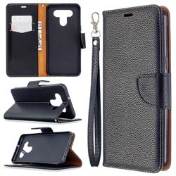 Classic Luxury Litchi Leather Phone Wallet Case for LG K51 - Black