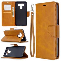 Classic Sheepskin PU Leather Phone Wallet Case for LG K51 - Yellow