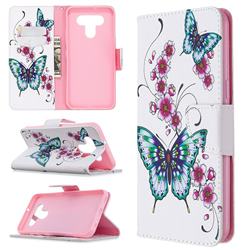 Peach Butterflies Leather Wallet Case for LG K51