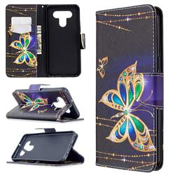 Golden Shining Butterfly Leather Wallet Case for LG K51