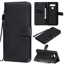 Retro Greek Classic Smooth PU Leather Wallet Phone Case for LG K51 - Black