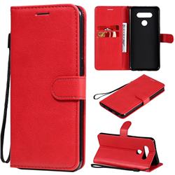 Retro Greek Classic Smooth PU Leather Wallet Phone Case for LG K51 - Red