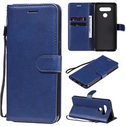Retro Greek Classic Smooth PU Leather Wallet Phone Case for LG K51 - Blue