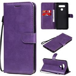Retro Greek Classic Smooth PU Leather Wallet Phone Case for LG K51 - Purple