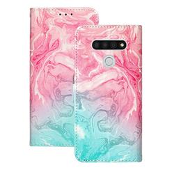 Pink Green Marble PU Leather Wallet Case for LG K51