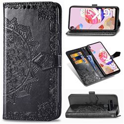 Embossing Imprint Mandala Flower Leather Wallet Case for LG K51S - Black