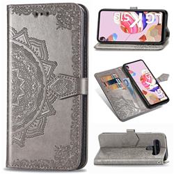 Embossing Imprint Mandala Flower Leather Wallet Case for LG K51S - Gray