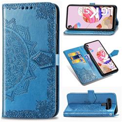 Embossing Imprint Mandala Flower Leather Wallet Case for LG K51S - Blue