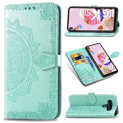 Embossing Imprint Mandala Flower Leather Wallet Case for LG K51S - Green
