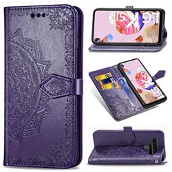 Embossing Imprint Mandala Flower Leather Wallet Case for LG K51S - Purple