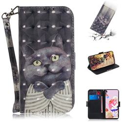 Cat Embrace 3D Painted Leather Wallet Phone Case for LG K51S
