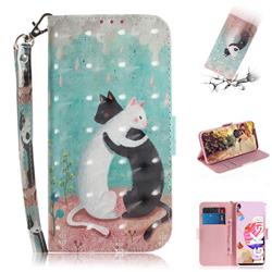 Black and White Cat 3D Painted Leather Wallet Phone Case for LG K51S