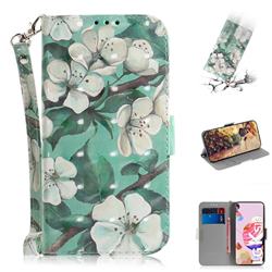 Watercolor Flower 3D Painted Leather Wallet Phone Case for LG K51S