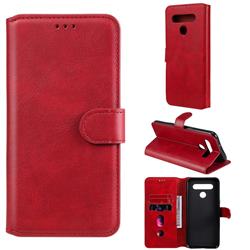 Retro Calf Matte Leather Wallet Phone Case for LG K51S - Red