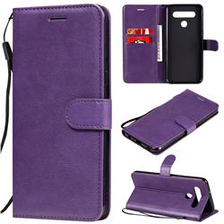 Retro Greek Classic Smooth PU Leather Wallet Phone Case for LG K51S - Purple