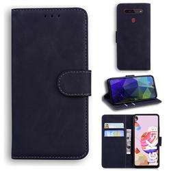 Retro Classic Skin Feel Leather Wallet Phone Case for LG K51S - Black