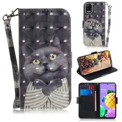 Cat Embrace 3D Painted Leather Wallet Phone Case for LG K52 K62 Q52