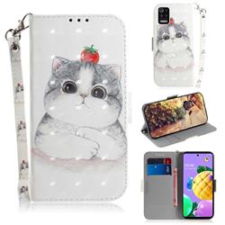 Cute Tomato Cat 3D Painted Leather Wallet Phone Case for LG K52 K62 Q52
