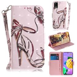 Butterfly High Heels 3D Painted Leather Wallet Phone Case for LG K52 K62 Q52